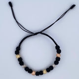 Pulsera Negra Bolas 1.3gr / Oro 18K &