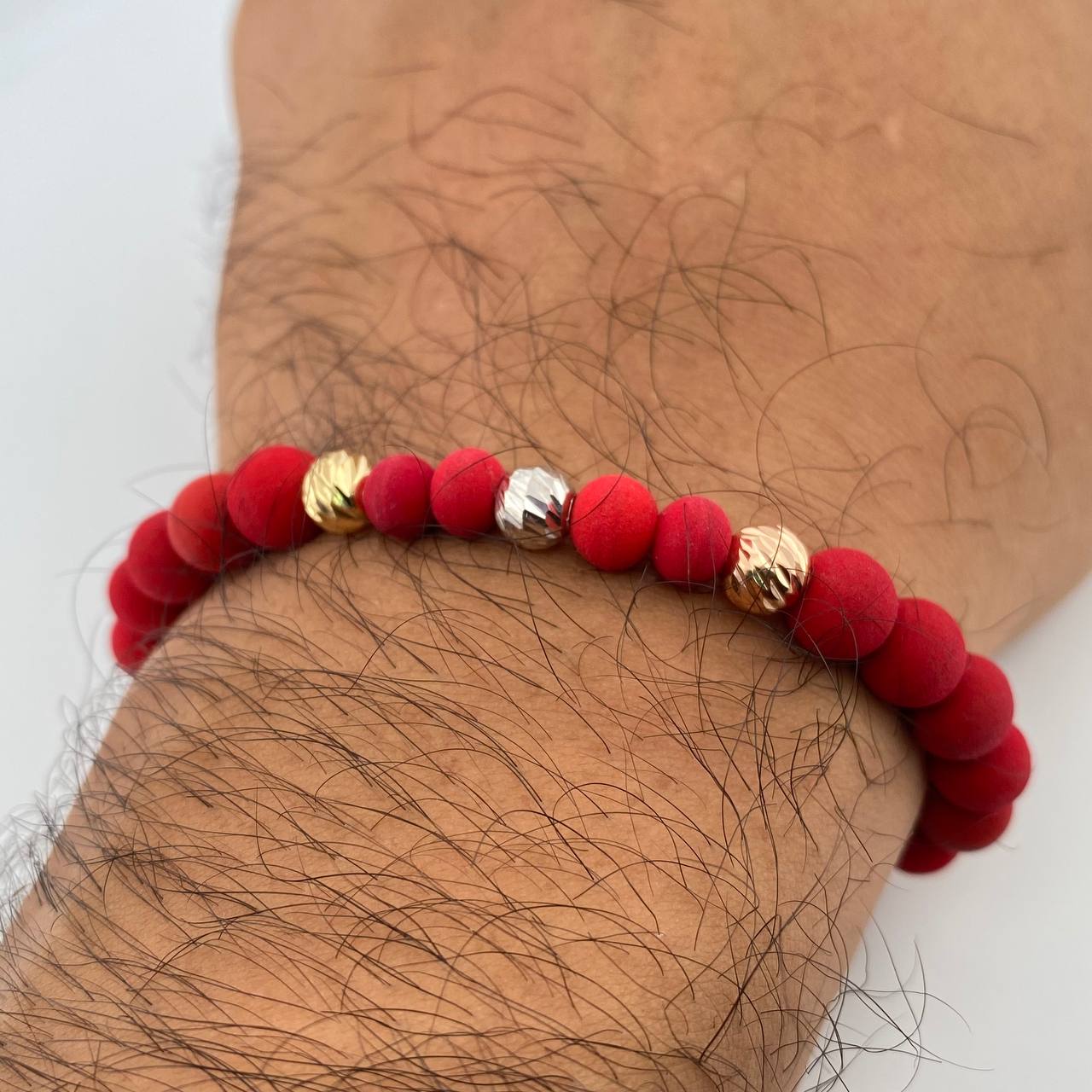 Pulsera Roja Bolas 0.65gr / Oro 18K &
