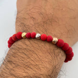 Pulsera Roja Bolas 0.65gr / Oro 18K &