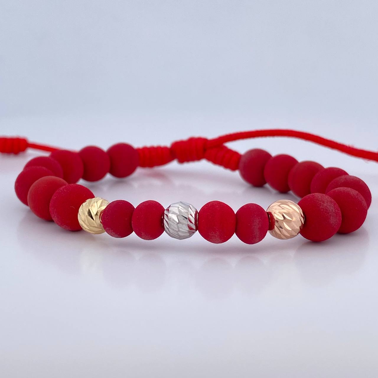 Pulsera Roja Bolas 0.65gr / Oro 18K &