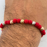 Pulsera Roja Bolas 1.25gr / Oro 18K &