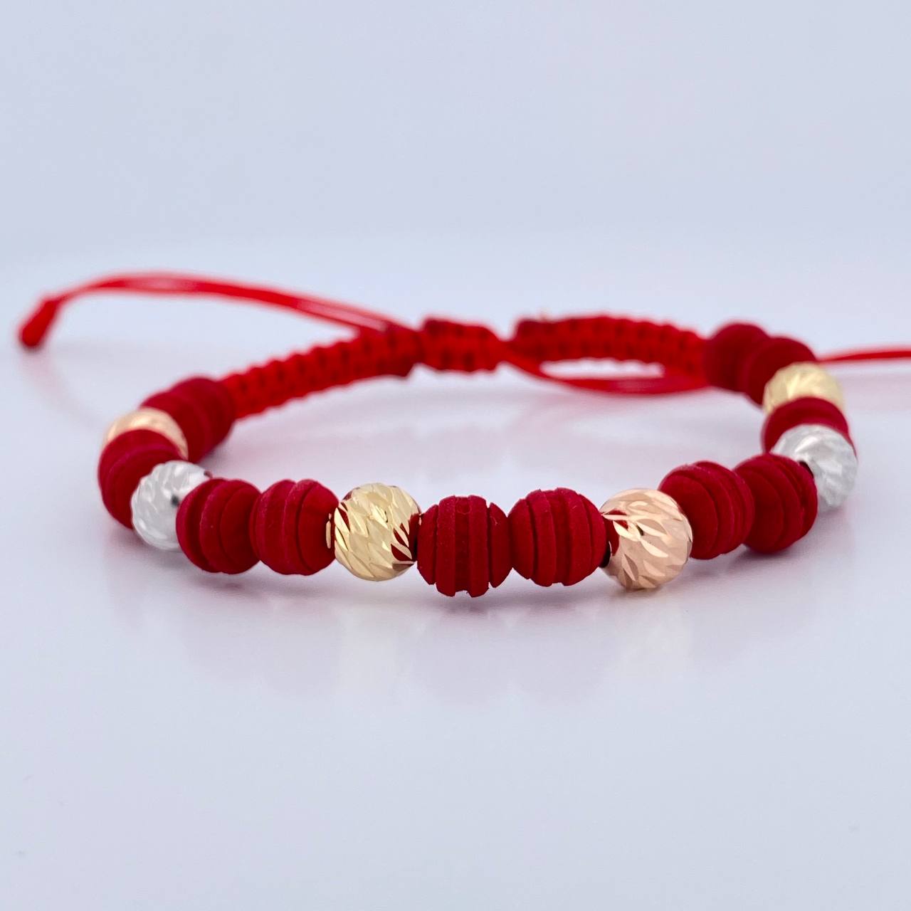 Pulsera Roja Bolas 1.25gr / Oro 18K &