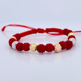 Pulsera Roja Bolas 1.25gr / Oro 18K &