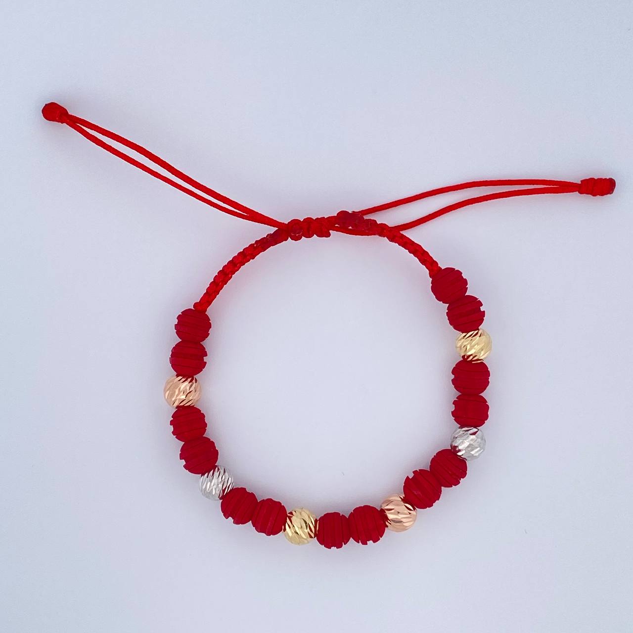 Pulsera Roja Bolas 1.25gr / Oro 18K &
