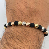 Pulsera Negra Bolas 2gr / Oro 18K &