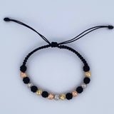 Pulsera Negra Bolas 2gr / Oro 18K &