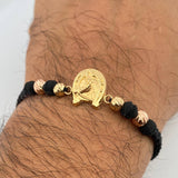 Pulsera Negra Herradura Caballo 1.75gr / Oro 18K &