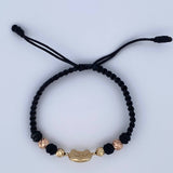 Pulsera Negra Herradura Caballo 1.75gr / Oro 18K &