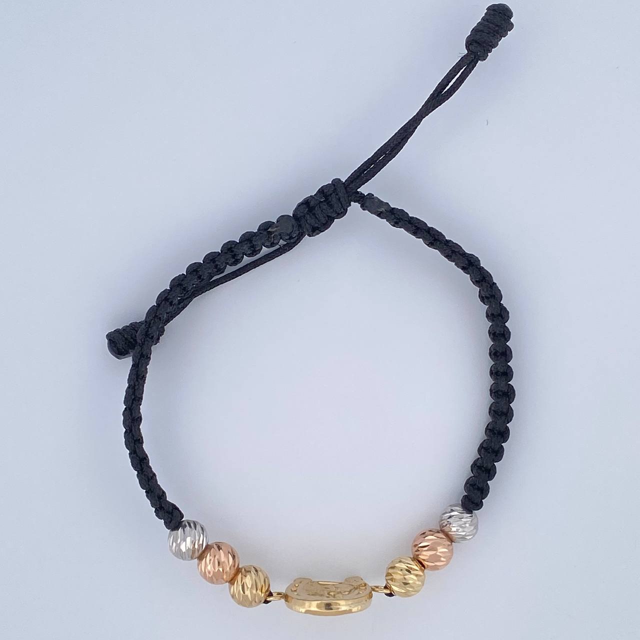 Pulsera Negra Herradura Caballo 2.35gr / Oro 18K &