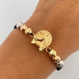 Pulsera Negra Herradura Caballo 2.35gr / Oro 18K &