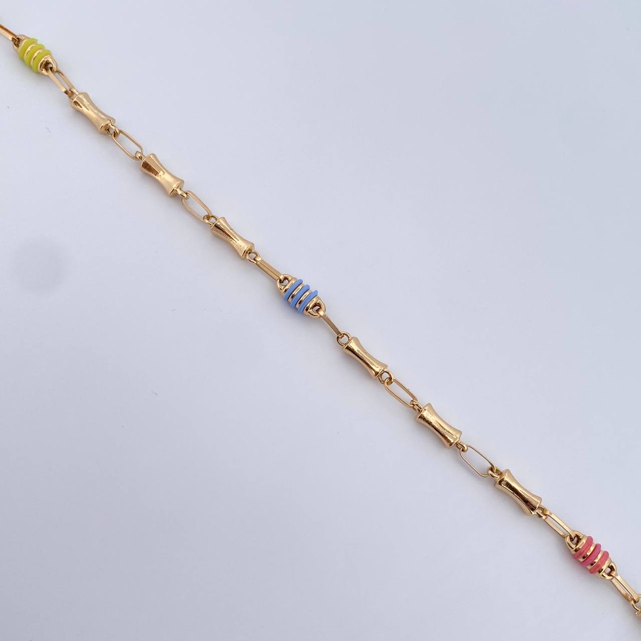 Pulso Rustico Barril 3.25gr / 19.4cm / 4.2mm Cauchos Azul Verde Rosado Oro Amarillo 18K &