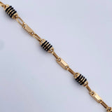 Pulso Rustico Barril 4.8gr / 19.2cm / 4.6mm Cauchos Negros Oro Amarillo 18K &