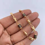 Pulso Rustico Barril 4.65gr / 20.7cm / 4.5mm Cauchos Negros Oro Amarillo 18K &
