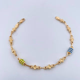 Pulso Rustico Barril Trebol 4.2gr / 19.2cm / 4.7mm Cauchos Azul Verde Oro Amarillo 18K &