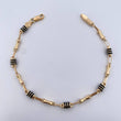Pulso Rustico Barril 3.65gr / 20.5cm / 3.7mm Cauchos Negros Oro Amarillo 18K &