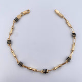 Pulso Rustico Barril 3.65gr / 20.5cm / 3.7mm Cauchos Negros Oro Amarillo 18K &