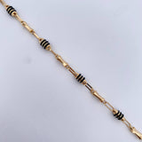 Pulso Rustico Barril 3.65gr / 20.5cm / 3.7mm Cauchos Negros Oro Amarillo 18K &