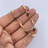 Pulso Rustico Barril 3.65gr / 20.5cm / 3.7mm Cauchos Negros Oro Amarillo 18K &