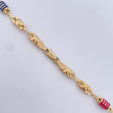 Cadena Rustica Barril 10.35gr / 51.3cm / 4.6mm Cauchos De Colores Oro Amarillo 18K &
