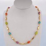 Cadena Rustica Barril 10.85gr / 51cm / 4.3mm Cauchos De Colores Oro Amarillo 18K &