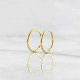 Candongas Mini Aro Rayado 0.6 g / 1.3 cm Oro Amarillo 18K