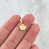 Dije Letra A 0.35gr / 1.5cm / Circulo Texturizado - Cargador Punteado Oro Amarillo 18K