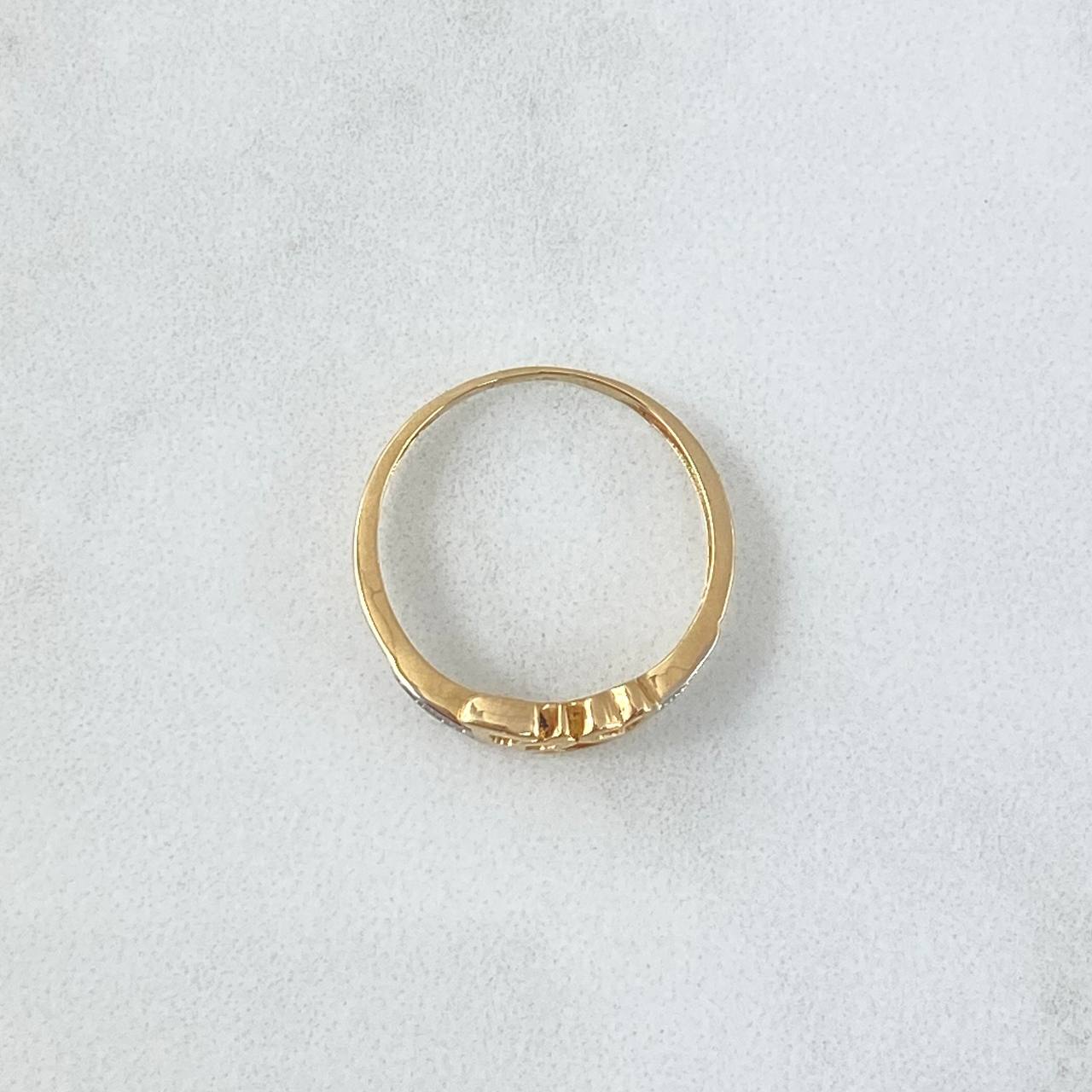 Anillo de Fe Corazón 1.75gr / T6 / Circones Blancos Dos Oros Amarillo Blanco 18K ©