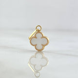 Dije Trebol VCyA 0.4gr / 1.6cm / Resina Blanca Oro Amarillo 18K