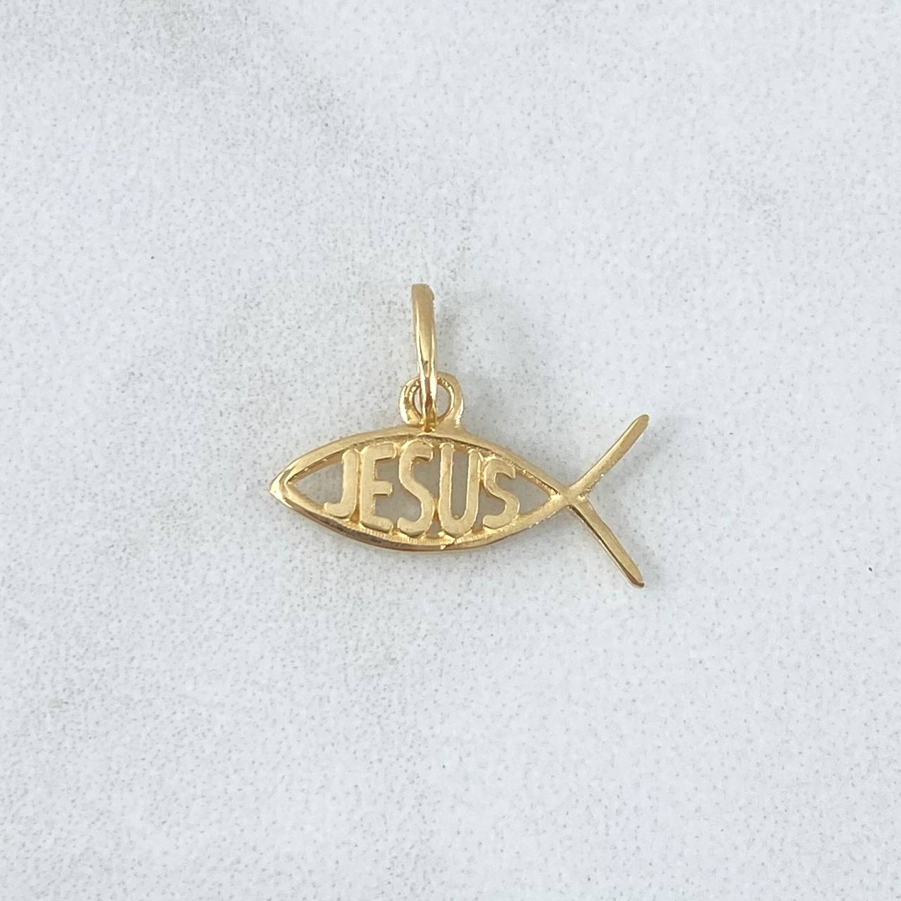 Dije Pez Jesús 0.9gr / 1.4cm-1.6cm / Basteado Oro Amarillo 18K