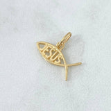 Dije Pez Jesús 0.9gr / 1.4cm-1.6cm / Basteado Oro Amarillo 18K