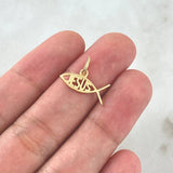 Dije Pez Jesús 0.9gr / 1.4cm-1.6cm / Basteado Oro Amarillo 18K
