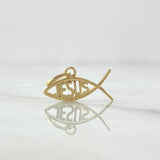 Dije Pez Jesús 0.9gr / 1.4cm-1.6cm / Basteado Oro Amarillo 18K