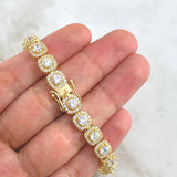 Pulso Tennis Tupido 20.95gr / 18.5cm / 7mm Circones Blancos Oro Amarillo Nac.Esp. 18K ©