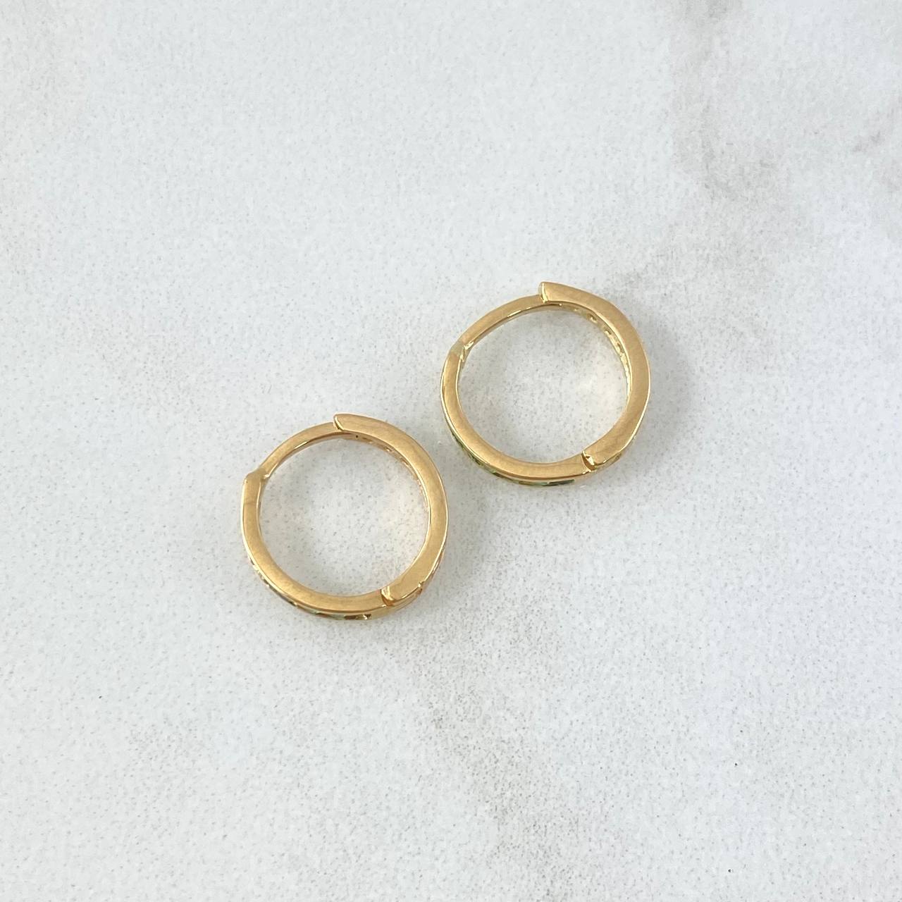 Candongas Carril 1.7gr / 1.2cm / Circones Blancos - Verdes Oro Amarillo 18K