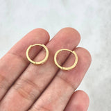 Candongas Carril 1.7gr / 1.2cm / Circones Blancos - Verdes Oro Amarillo 18K
