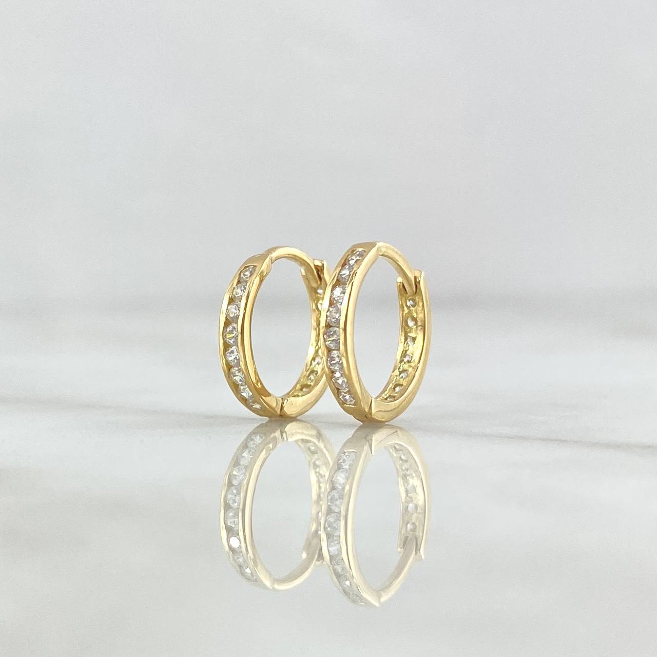Candongas Carril 1.75gr / 1.2cm / Circones Blancos Oro Amarillo 18K