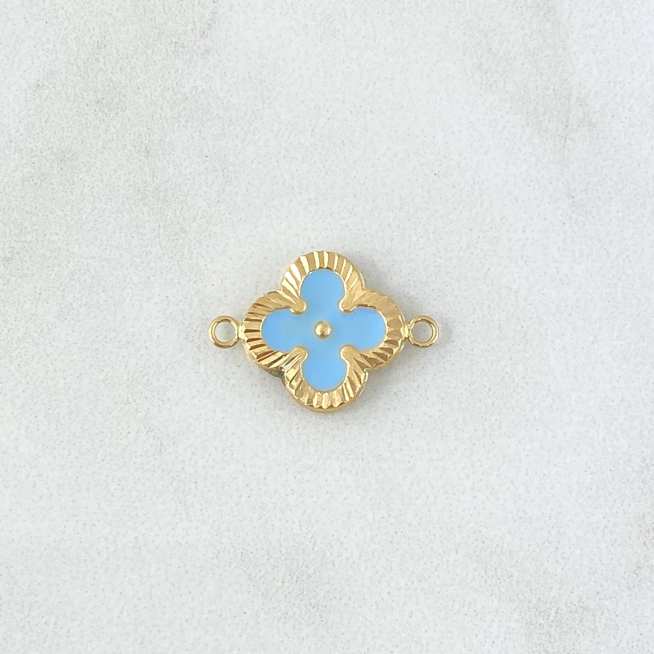 Herraje Trebol VCyA 1gr / 2cm / Diamantado Resina Azul Celeste Oro Amarillo Nac.Esp. 18K *