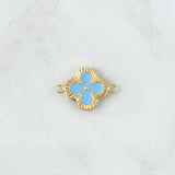 Herraje Trebol VCyA 1gr / 2cm / Diamantado Resina Azul Celeste Oro Amarillo Nac.Esp. 18K *