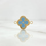 Herraje Trebol VCyA 1gr / 2cm / Diamantado Resina Azul Celeste Oro Amarillo Nac.Esp. 18K *