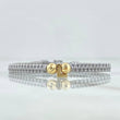 Pulsera Gris Herraje Letra L 0.7gr / 5mm Bolas Diamantadas Oro Amarillo 18K