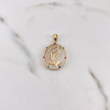 Dije Virgen Maria 2.4gr / 3cm / Circones Azules Verdes Fucsias Blancos Oro Amarillo 18K $