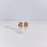 Topos Corazon Doble 0.75gr / Circon Blanco Oro Rosa 18K $