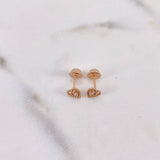 Topos Corazon Doble 0.75gr / Circon Blanco Oro Rosa 18K $