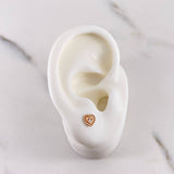 Topos Corazon Doble 0.75gr / Circon Blanco Oro Rosa 18K $