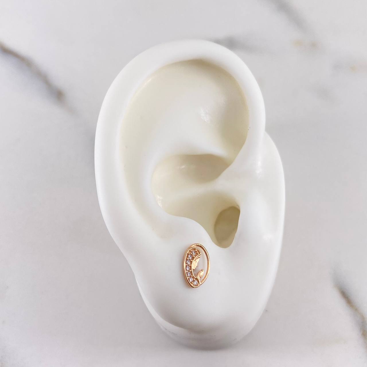 Topos Virgen Maria 0.75gr / Circones Blancos Oro Rosa 18K #