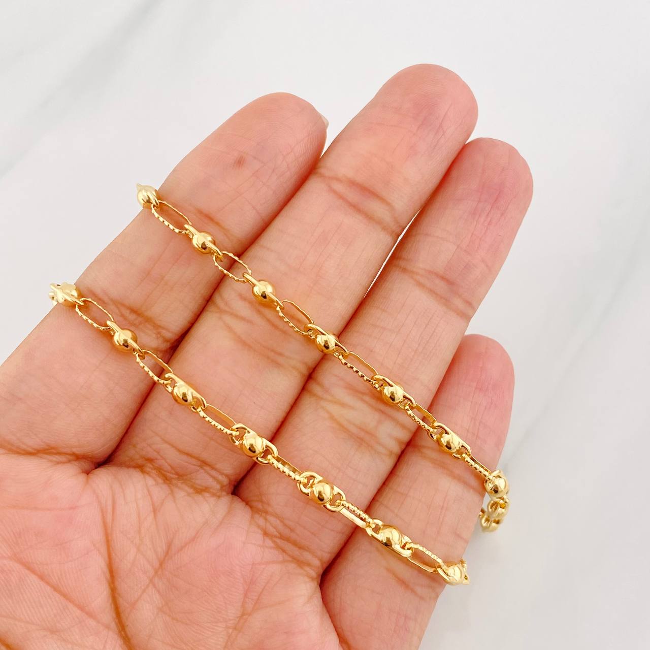 Cadena Rustica Burbuja 9.95g / 55cm / 3.3mm Oro Amarillo 18K
