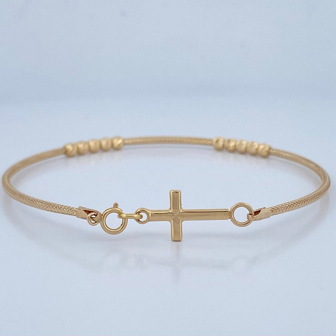 Pulso Flex Cruz 2.05gr / 19cm-21cm / +4 Oro 18K $