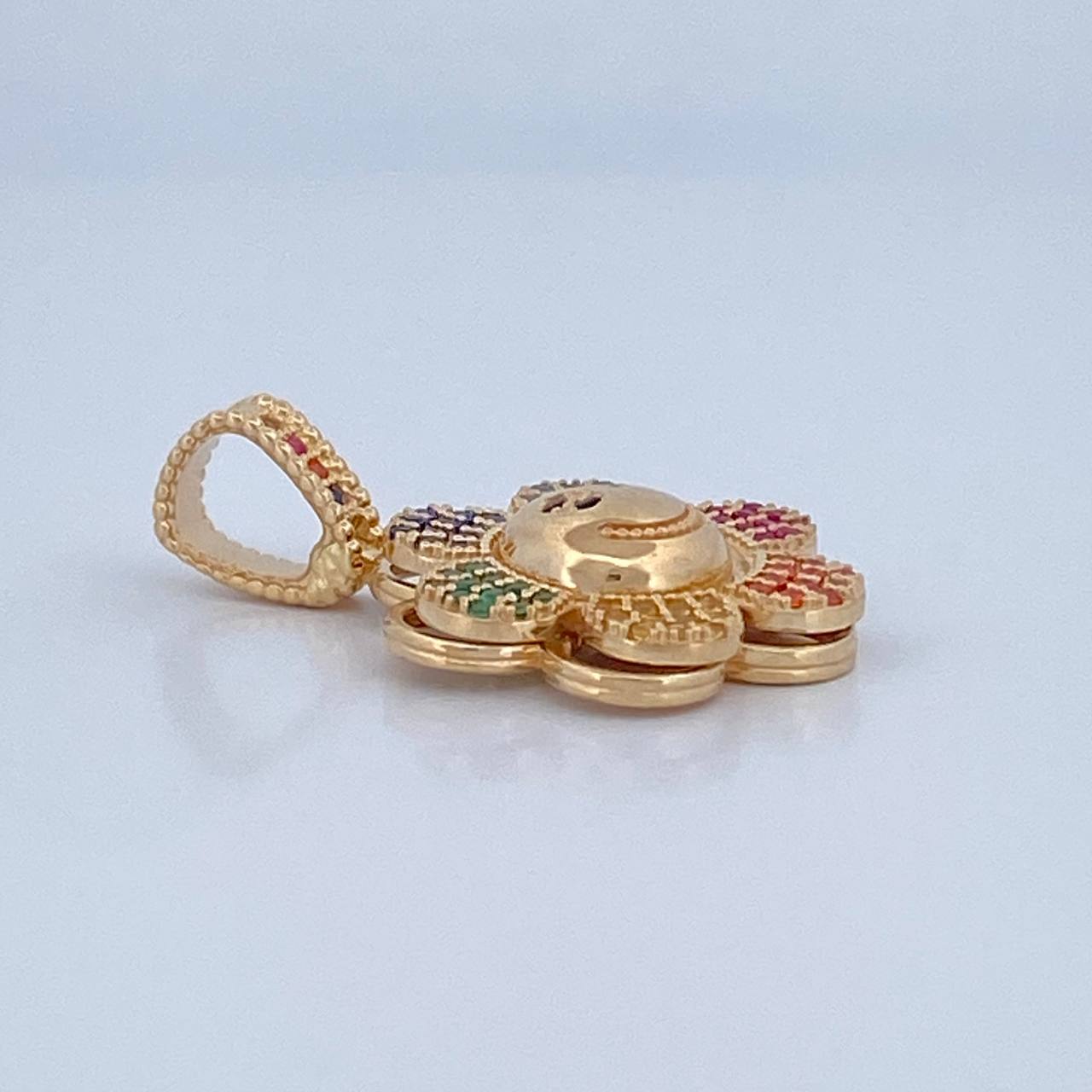 Dije Flor Cara Sonriente 4.3gr / 3cm / Oro 18K &