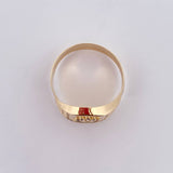 Anillo Sellos Corona Rx 3.5gr / T11 1/2 / Oro Amarillo Circones Blancos 18K $