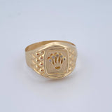 Anillo Sellos Corona Rx 3.5gr / T11 1/2 / Oro Amarillo Circones Blancos 18K $